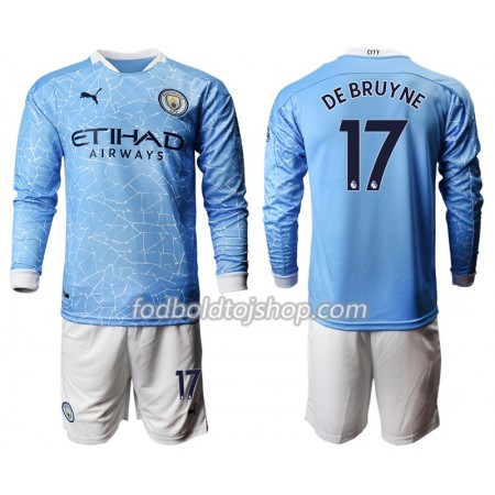 Manchester City Kevin De Bruyne 17 Børn Hjemme Fodboldsæt 2020-21 L/S (+ Korte bukser)